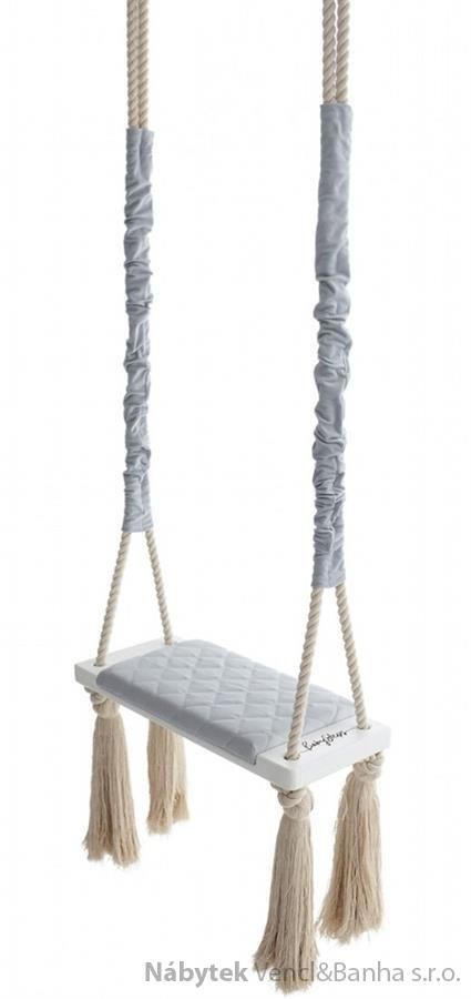 dětská dřevěná závěsná houpačka, polstrovaná Wood Swing gray babysteps