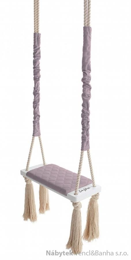 dětská dřevěná závěsná houpačka, polstrovaná Wood Swing sepia rose babysteps