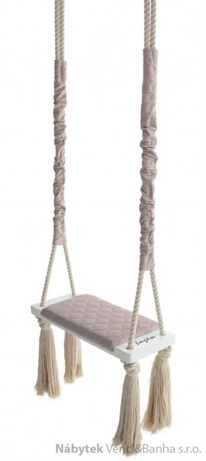 dětská dřevěná závěsná houpačka, polstrovaná Wood Swing soft pink babysteps