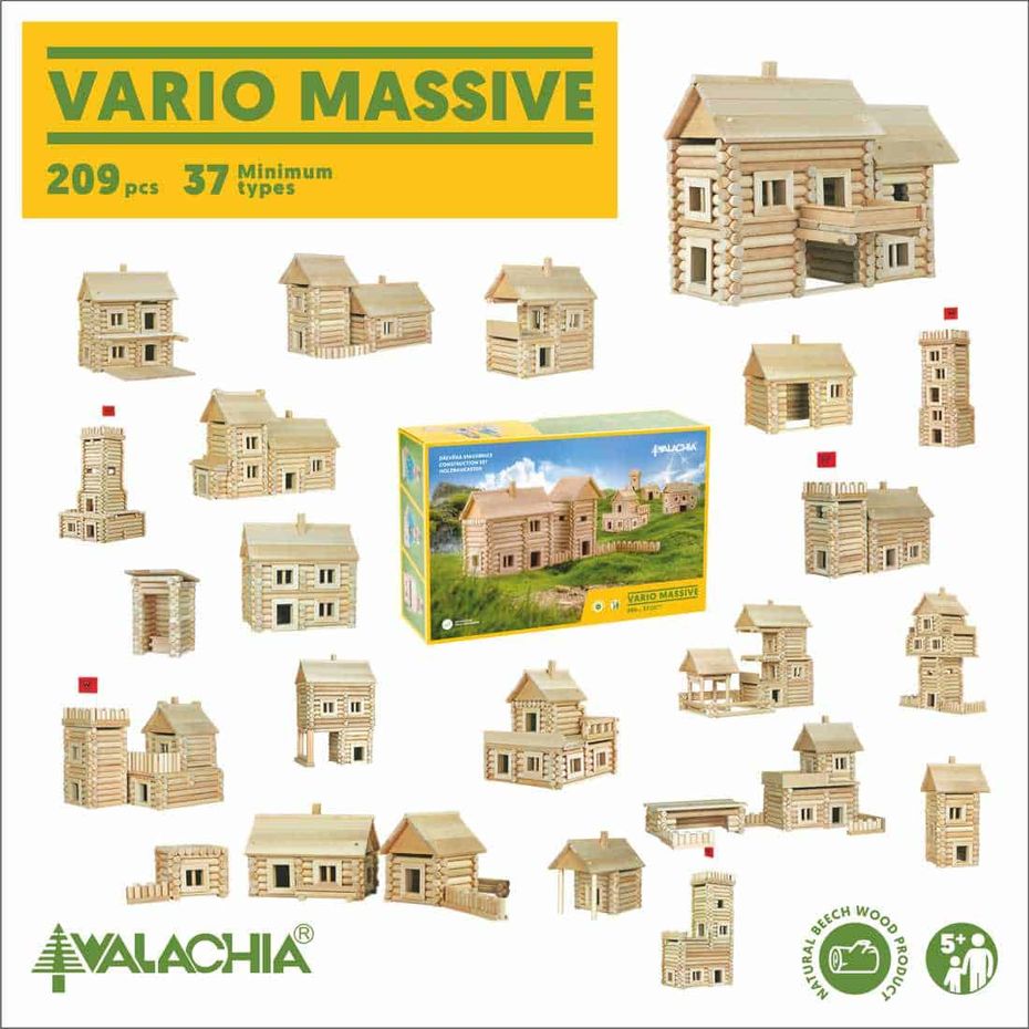 Dřevěná Skládací stavebnice VARIO MASSIVE 209 pcs W25 Walachia