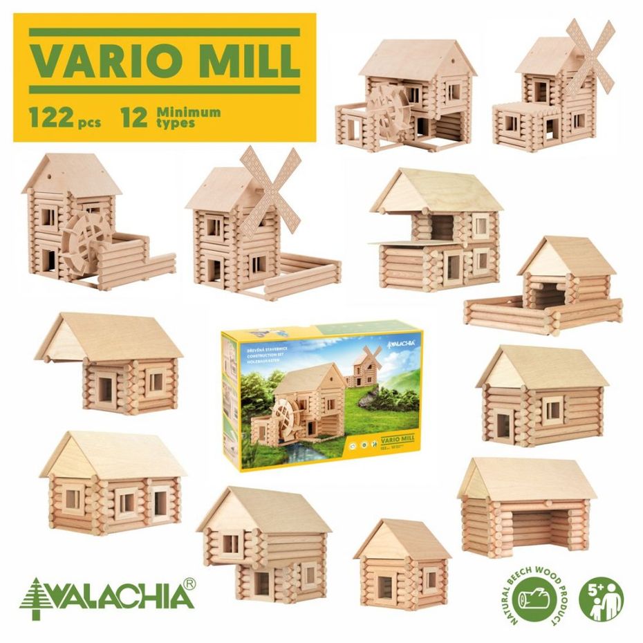 Dřevěná Skládací stavebnice VARIO MILL 122 pcs W49 Walachia