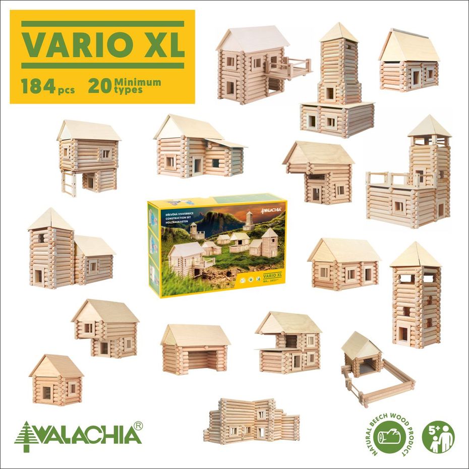 Dřevěná Skládací stavebnice VARIO XL 184 pcs W21 Walachia